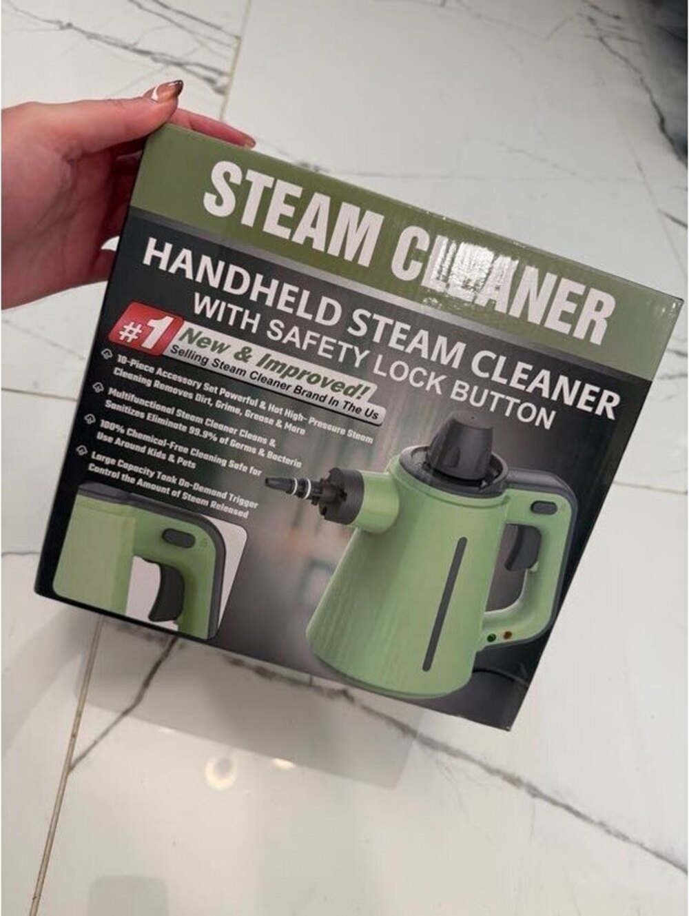 Handheld Steam Cleaner 10 Pc Accessory Kit Safety Lock